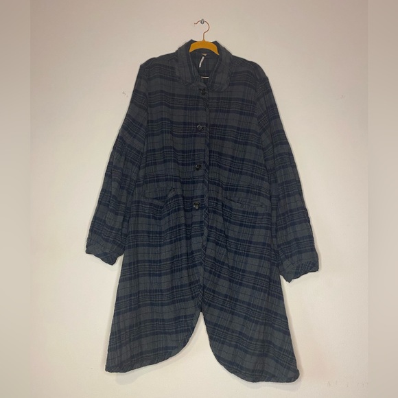 Free People Jackets & Blazers - Long Plaid Women’s 90’s Grunge Princess Jacket